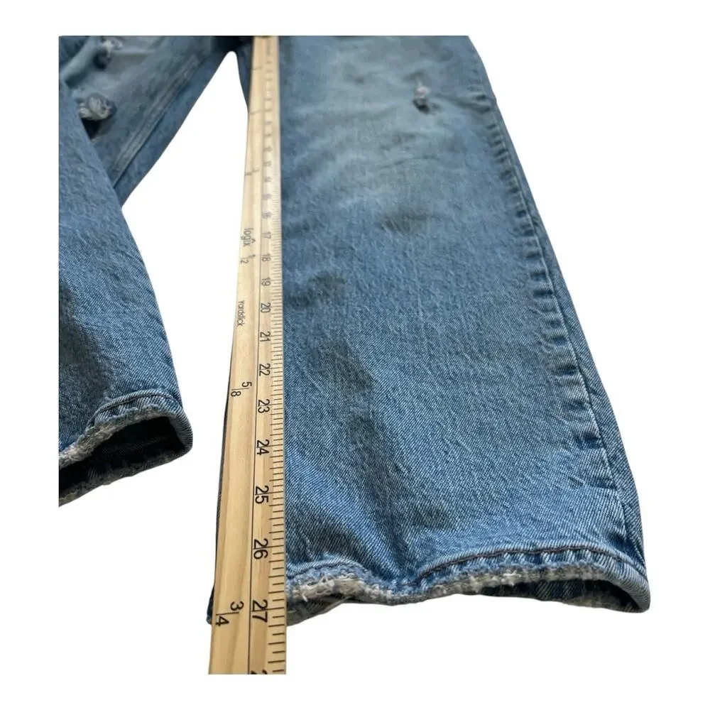 Abercrombie & Fitch The Dad High Rise Jeans Womens 28/6S Distressed Button Fly
